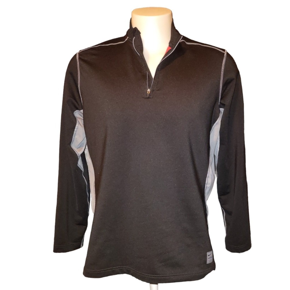 Nike Pro Quarter Zip Men's XL Athleisure Black Gray Dri-FIT Fitted Gorp Core Top